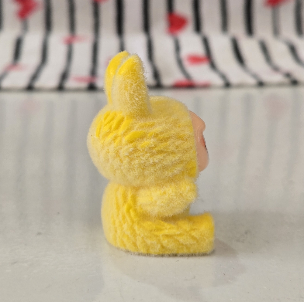 Yellow Mini Fuzzy Labubu Figurine - Picture 5 of 6